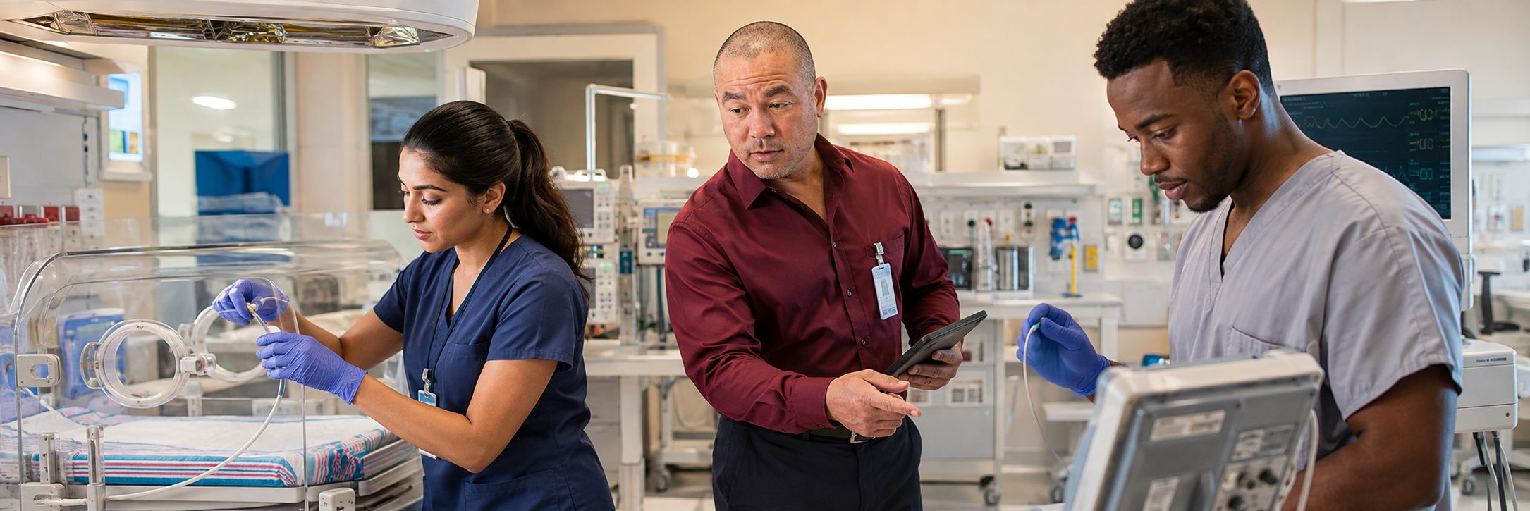 Anesthesia machine preventive maintenance | BiomedRx HTM services Biomedical equipment technicians performing anesthesia machine preventive maintenance