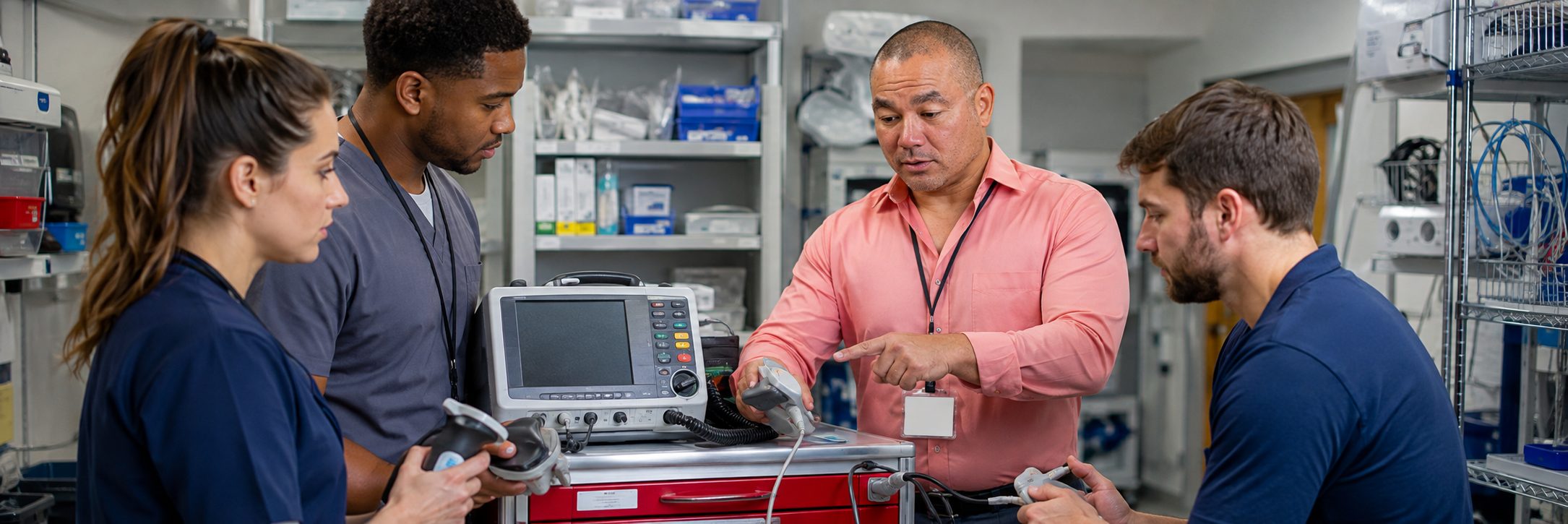 Anesthesia machine service training for biomedical technicians | BiomedRx Biomedical equipment technicians training on anesthesia machine service procedures