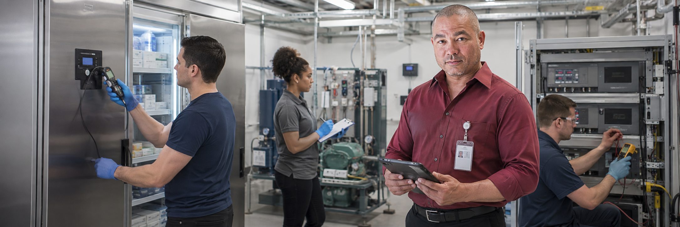Biomedical equipment repair and bench calibration | BiomedRx HTM services Biomedical equipment repair shop bench calibration with an electrical safety analyzer