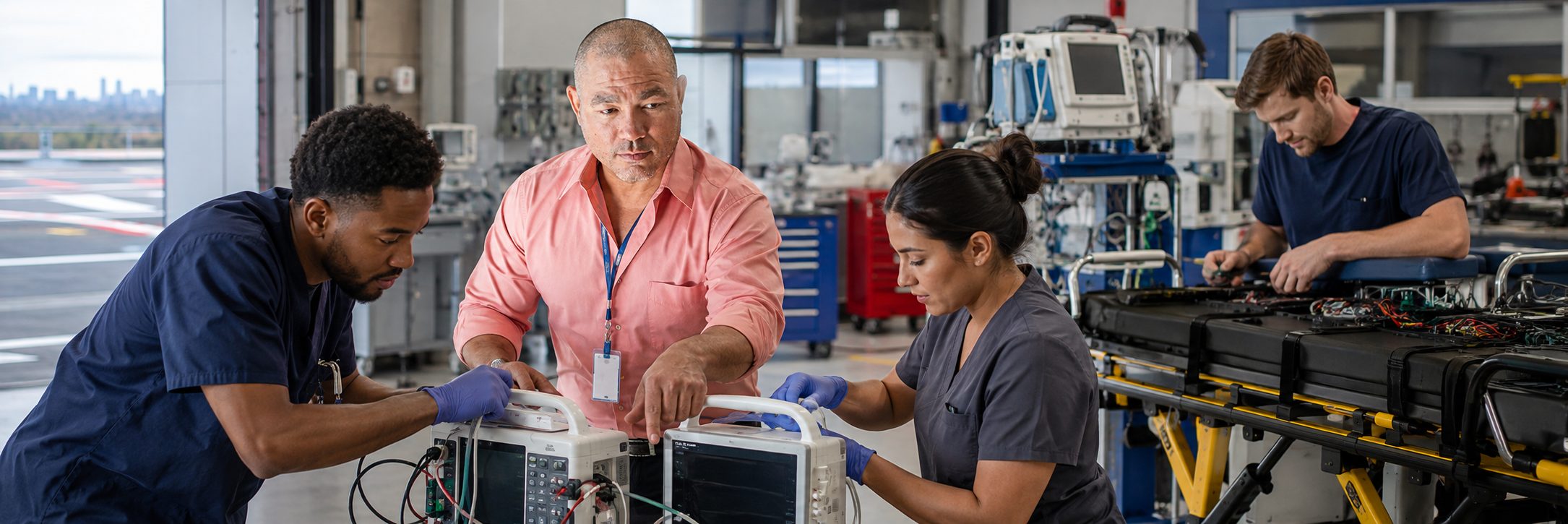Cath lab imaging equipment service and C-arm maintenance | BiomedRx Medical imaging equipment service on a cath lab C-arm and patient monitoring system