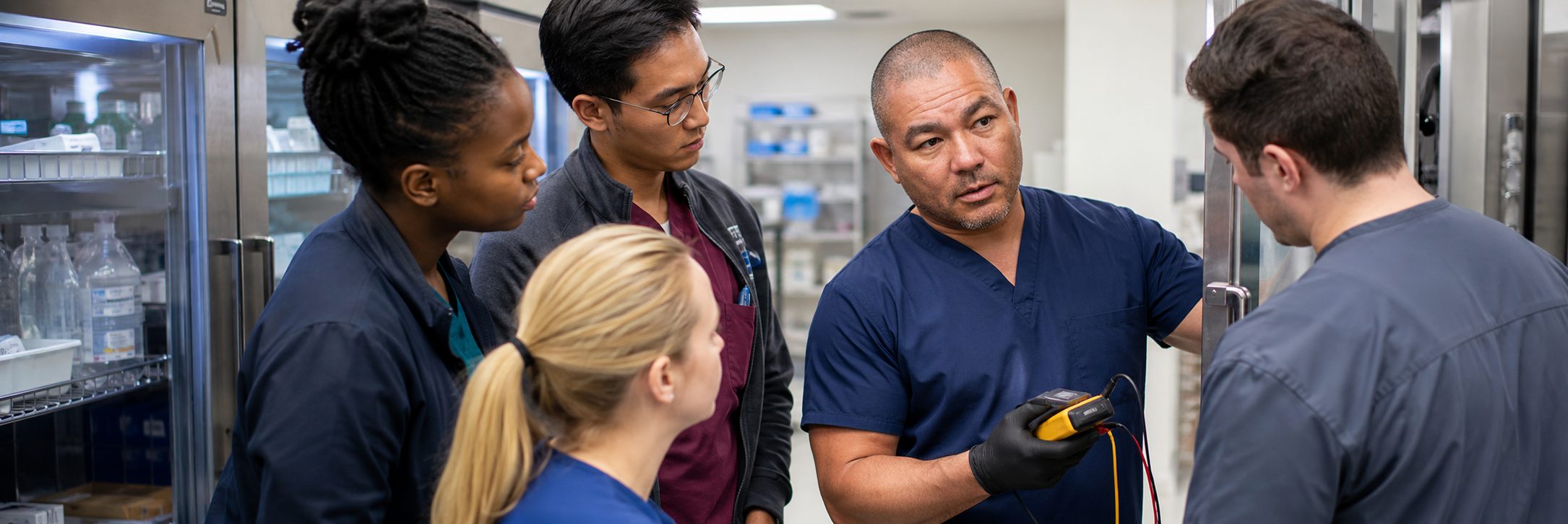 Biosafety cabinet certification and airflow testing | BiomedRx HTM services Laboratory biosafety cabinet certification and airflow testing by HTM specialists