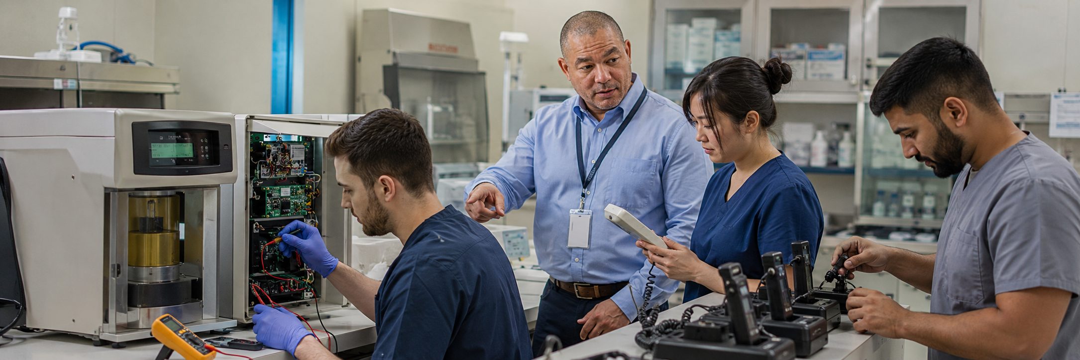 Mammography and medical imaging equipment service | BiomedRx HTM services Medical imaging equipment service on a mammography system with test instrumentation