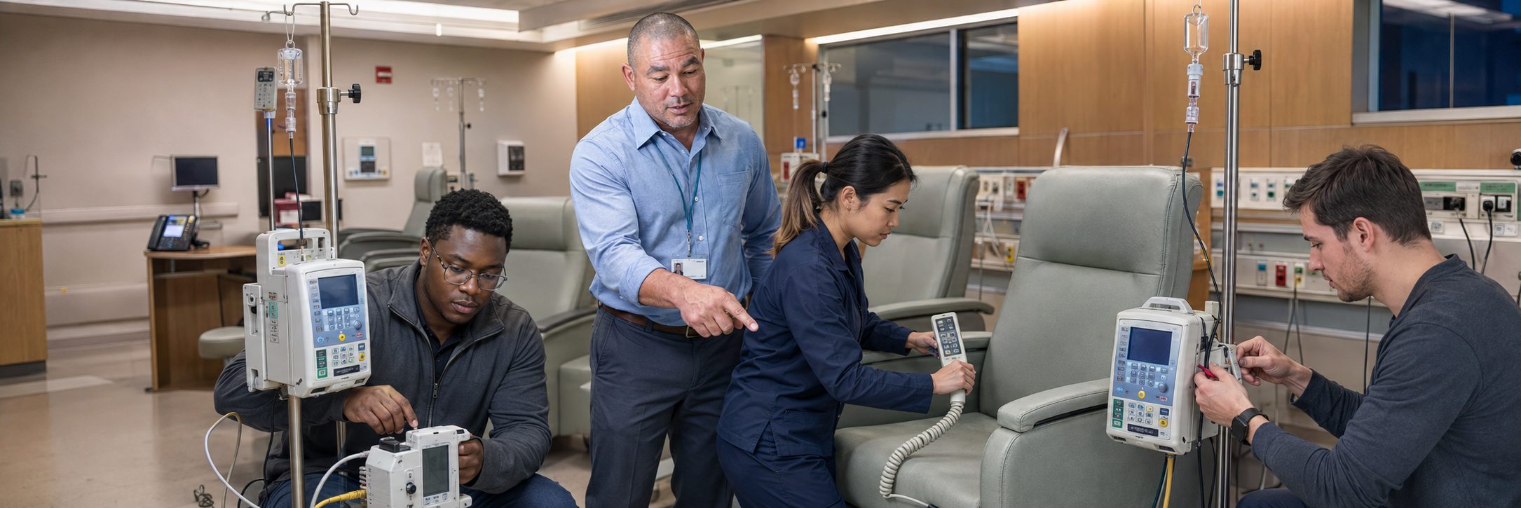 MRI suite patient monitor calibration | BiomedRx HTM services Patient monitor calibration and infusion pump testing in an MRI imaging suite