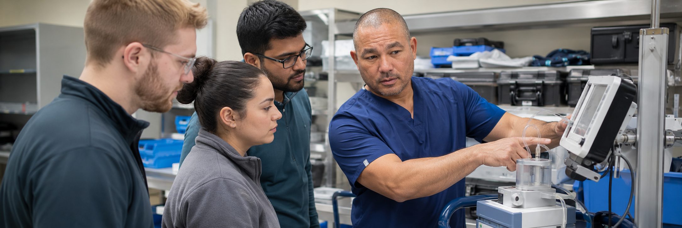 Ventilator service and equipment depot maintenance | BiomedRx HTM services Ventilator and transport monitor service in a hospital equipment depot